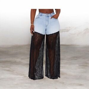 Fashion Nova Lace Bell Bottom Flare Jeans